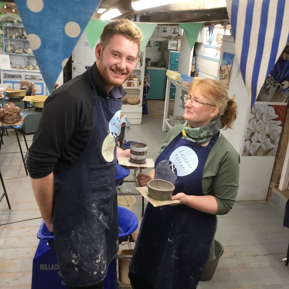 mother and son at eastnor pottery