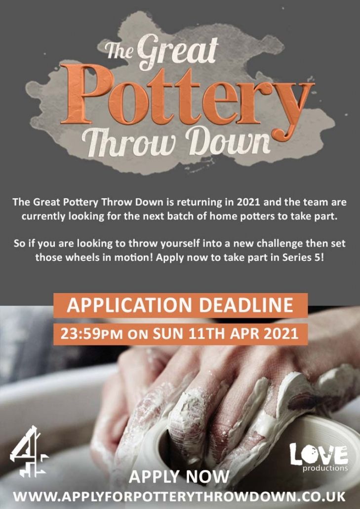 call for applications for next series of pottery throwdown