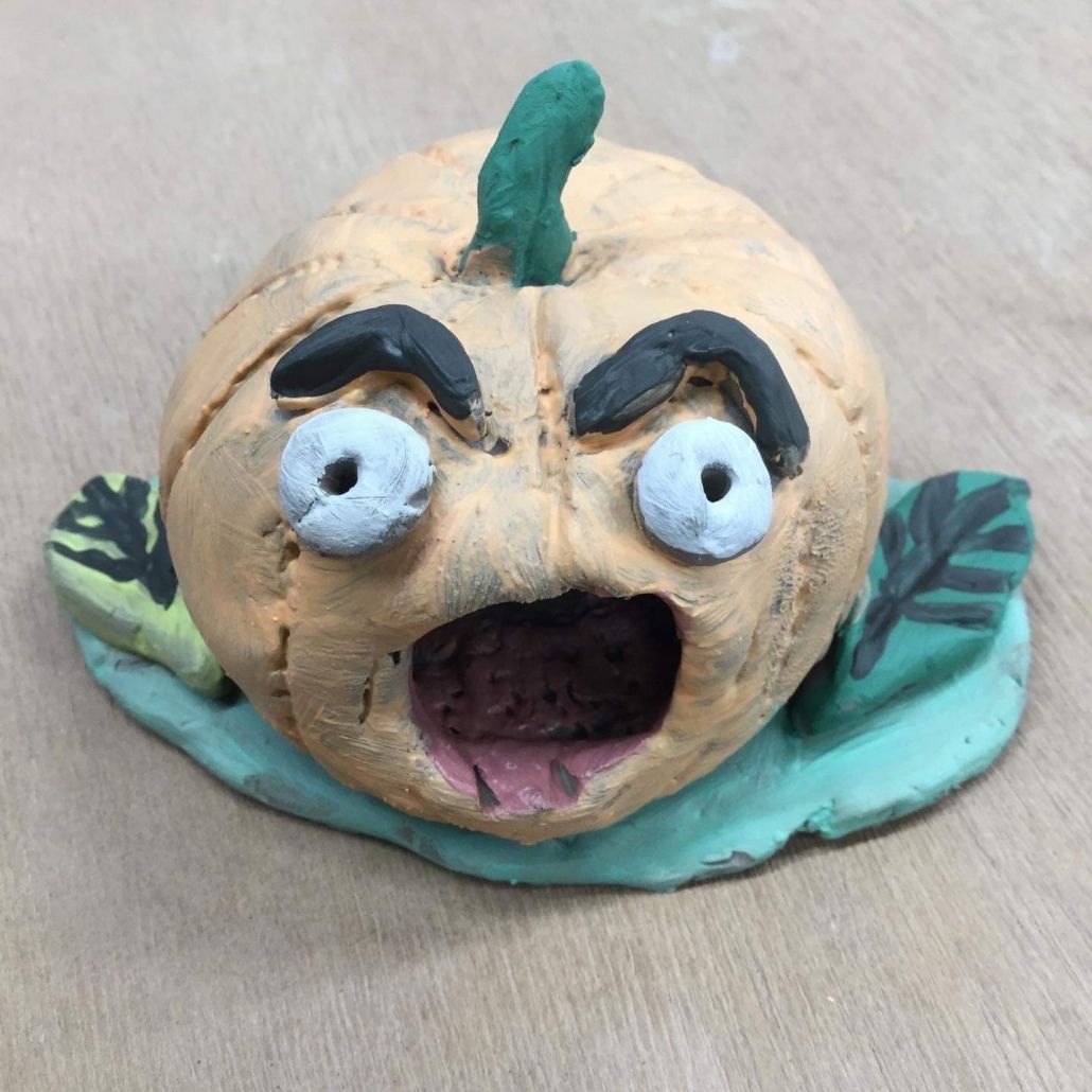 pottery pumpkin made at eastnor pottery family session