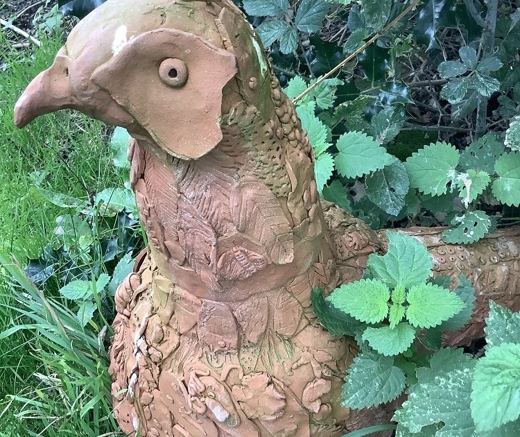 terracotta pheasant made by hundreds of visitors to eastnor castle fun week