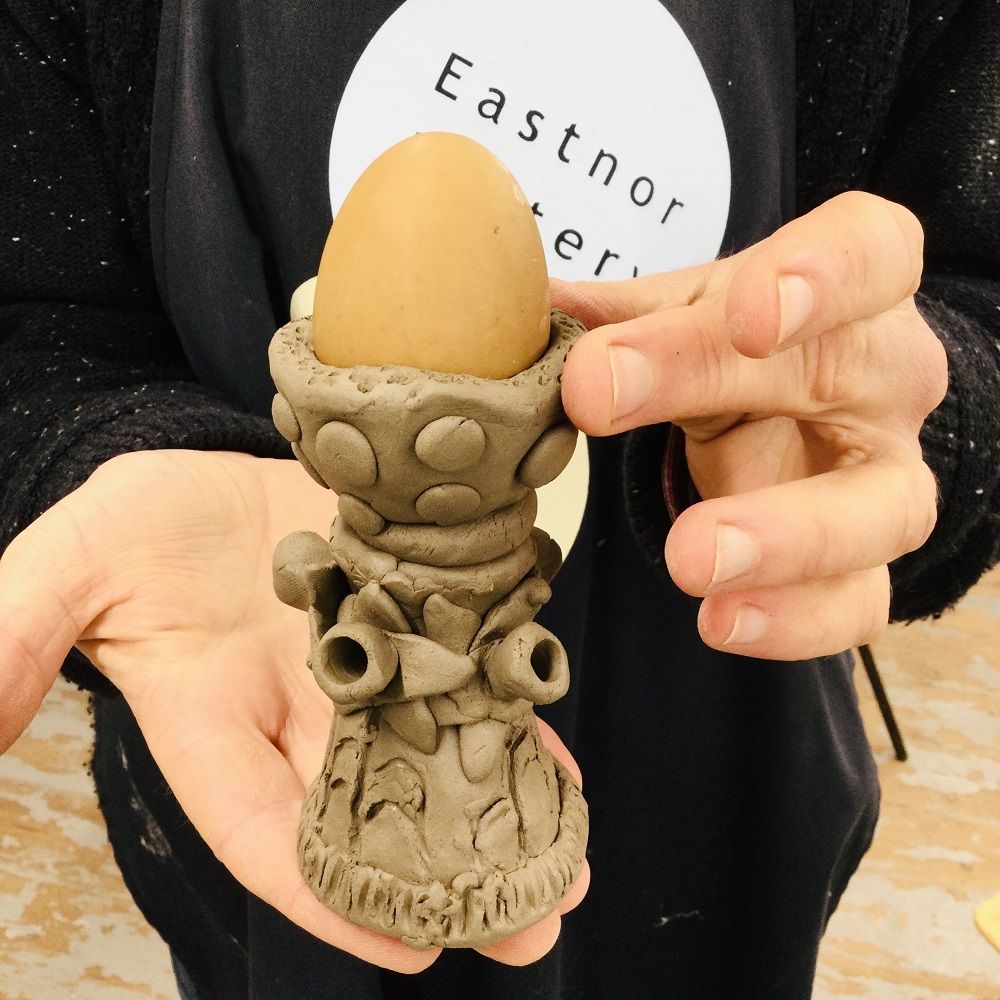 egg cup made from pottery clay at eastnor pottery