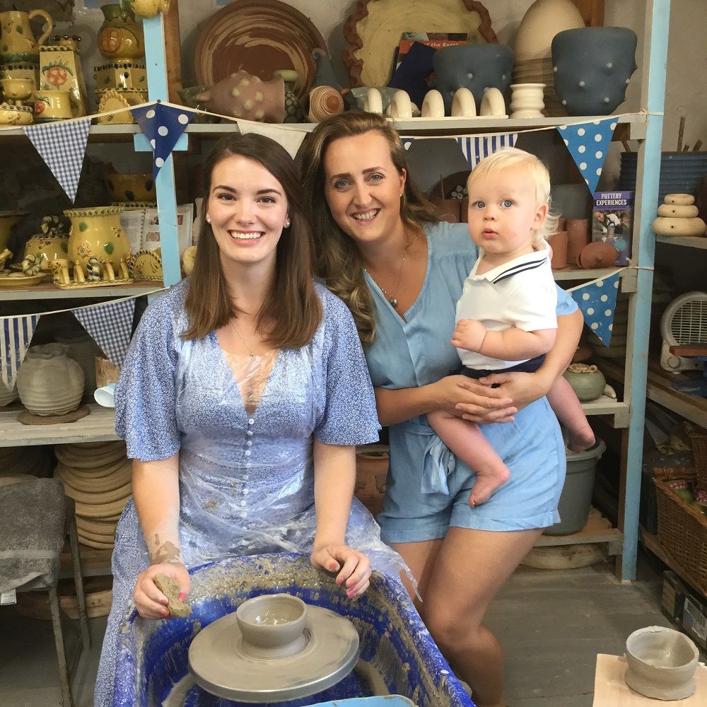 friends make pottery at eastnor pottery and the flying potter