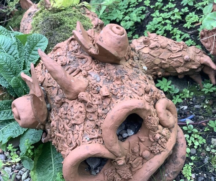 collaborative terracotta dragon made at eastnor castle by eastnor pottery and castle visitors