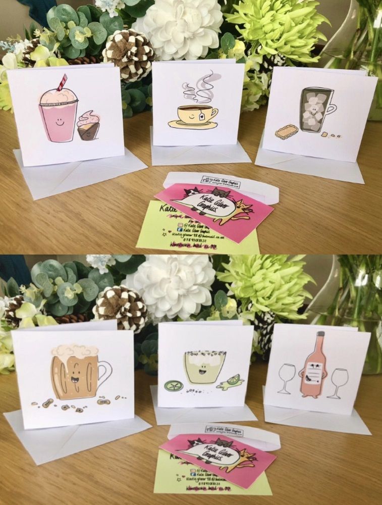 Selection of small animal and drinks themed cards