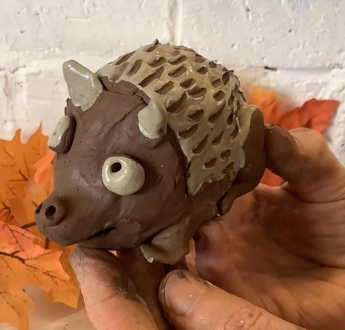 terracotta clay hedgehog made at eastnor pottery workshop