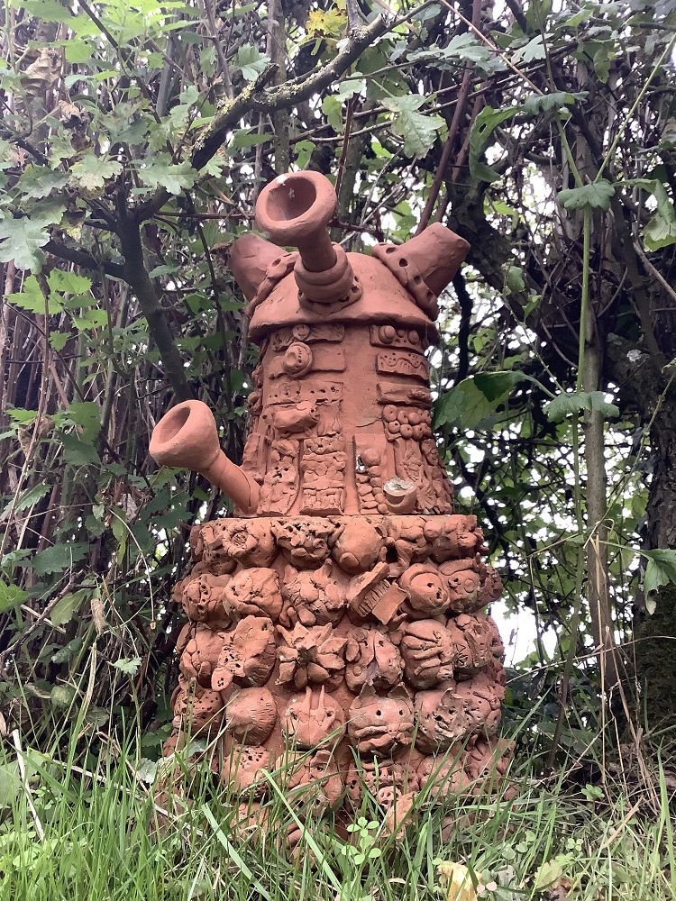 terracotta dalek from dr who at eastnor pottery